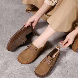 Soft Leather Low Heels Comfort Mom Flats