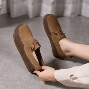 Soft Leather Low Heels Comfort Mom Flats