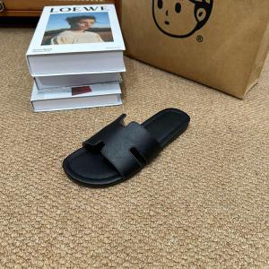 Plain Leather Open Toe Flat Slippers