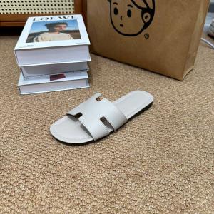 Plain Leather Open Toe Flat Slippers