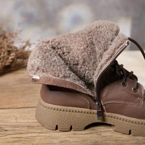 Lamb Wool Lining Winter Chunky Heels Martin Boots