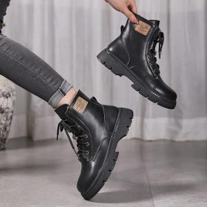 Lamb Wool Lining Winter Chunky Heels Martin Boots