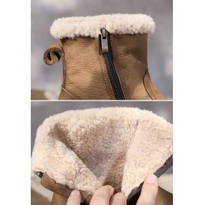 Warm Lining Cowhide Leather Winter Boots
