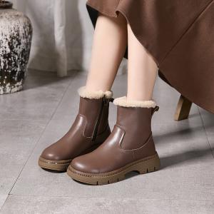 Warm Lining Cowhide Leather Winter Boots