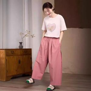 Lovely Cartoon Cat Pink Oversized T-shirt