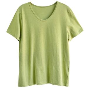 Casual Chic V-Neck Short Sleeves Plain T-shirt