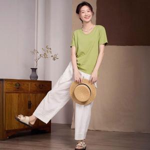 Casual Chic V-Neck Short Sleeves Plain T-shirt