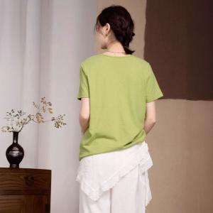 Casual Chic V-Neck Short Sleeves Plain T-shirt