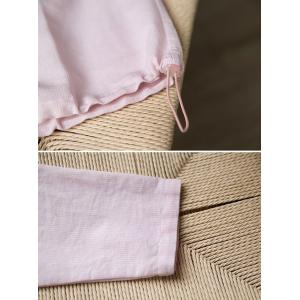Chest Pocket Button Down Pink Drawstring Blouse