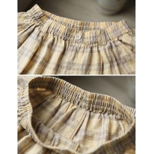 Organic Linen Yellow Gingham Pants