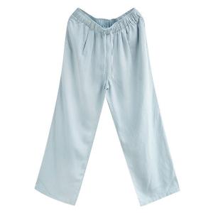 Drawstring Waist Plain Straight Leg Casual Pants