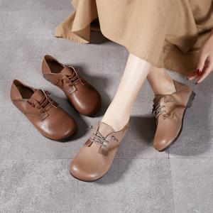 Lazy Day Leather Tied Teacher Flats