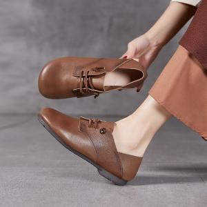 Lazy Day Leather Tied Teacher Flats