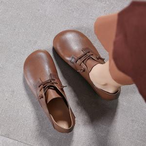 Lazy Day Leather Tied Teacher Flats