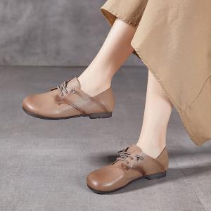 Lazy Day Leather Tied Teacher Flats