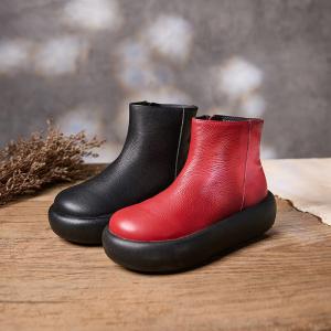 Hippie Style Leather Platform Ankle Boots