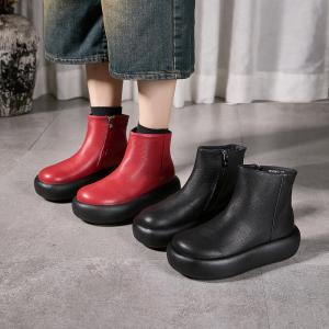 Hippie Style Leather Platform Ankle Boots