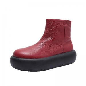 Hippie Style Leather Platform Ankle Boots