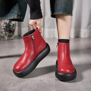 Hippie Style Leather Platform Ankle Boots