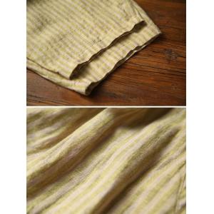 Drawstring Waist Pinstriped Yellow Linen Pants