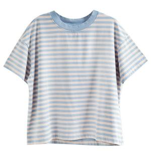 Blue Striped Oversized Casual T-shirt