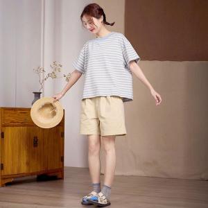 Blue Striped Oversized Casual T-shirt