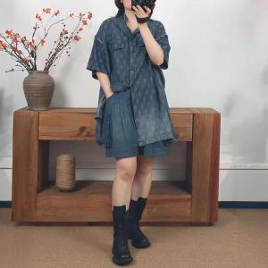 Summer Diamond Grid Oversized Jean Shacket