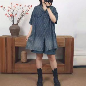 Summer Diamond Grid Oversized Jean Shacket