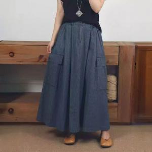 Side Flap Pockets Maxi A-Line Skirt