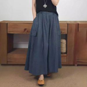 Side Flap Pockets Maxi A-Line Skirt