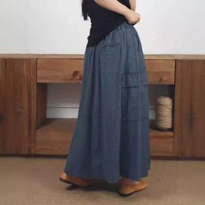Side Flap Pockets Maxi A-Line Skirt