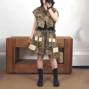 Printed Camo Short Jacket with Pockets Jorts