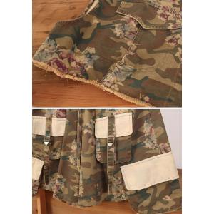 Printed Camo Short Jacket with Pockets Jorts
