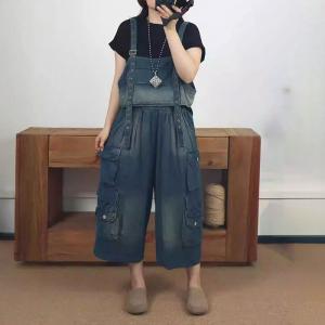 Street Style Cropped Waistcoat with Pocket Baggy Jeans