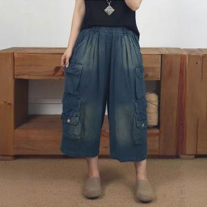 Street Style Cropped Waistcoat with Pocket Baggy Jeans