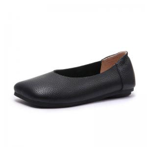 Square Toe Leather Casual Granny Flats
