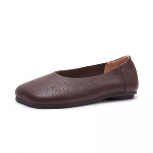 Square Toe Leather Casual Granny Flats