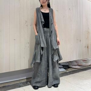 Sleeveless Long Linen Waterfall Cardigan