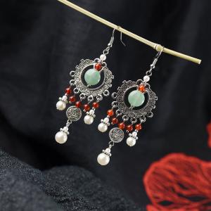 Oriental Ethnic Beading Long Tassel Earrings