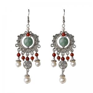 Oriental Ethnic Beading Long Tassel Earrings