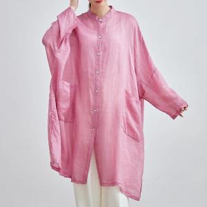 Bf Style Linen Oversized Pink Blouse