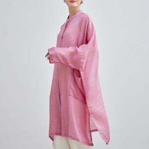 Bf Style Linen Oversized Pink Blouse