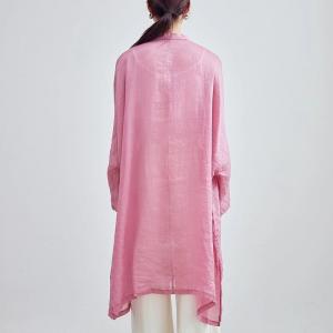 Bf Style Linen Oversized Pink Blouse