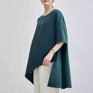 Dark Green Linen Blend Asymmetrical Tunic