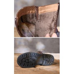 Winter Plush Lining Cowhide Leather Midi Boots