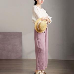 Organic Linen Comfort Loose Straight Leg Pants