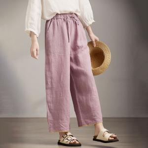 Organic Linen Comfort Loose Straight Leg Pants