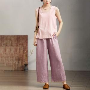 Organic Linen Comfort Loose Straight Leg Pants