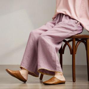 Organic Linen Comfort Loose Straight Leg Pants