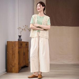 High Waist Casual Loose Apricot Pants